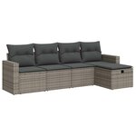 vidaXL Salon de jardin 5 Pièces avec coussins gris résine tressée