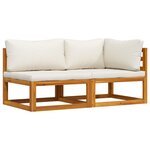 vidaXL Ensemble de canapés 2 Pièces et coussins blanc crème Acacia solide