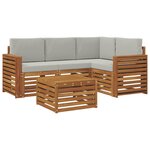 vidaXL Ensemble de canapés d'extérieur 5 Pièces Gris Naturel et Clair