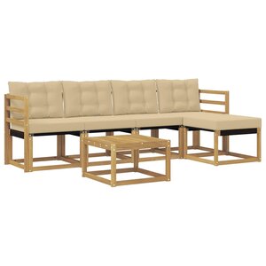 vidaXL Ensemble de canapés d'extérieur 6 pc Blanc et Beige