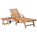 vidaXL Chaises longues lot de 2 avec table Bois de teck solide