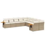 vidaXL Salon de jardin avec coussins 10 Pièces beige résine tressée