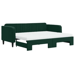 vidaXL Lit de jour avec gigogne et matelas vert foncé 90x200cm velours