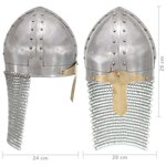 Vidaxl casque de chevalier croisé antique pour gn argenté acier