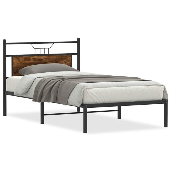 vidaXL Cadre de lit sans matelas chêne fumé 100x200 cm bois ingénierie