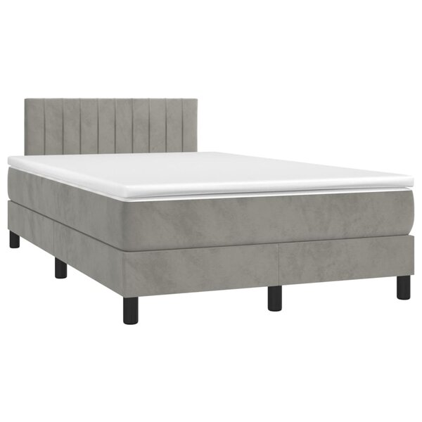 vidaXL Sommier à lattes de lit et matelas gris clair 120x190cm velours