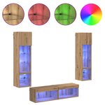 vidaXL Unité murale de TV 6 Pièces Chêne artisanal Bois d'ingénierie