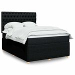 vidaXL Sommier à lattes de lit avec matelas Noir 140x200 cm Tissu