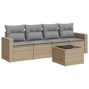 vidaXL Salon de jardin avec coussins 5 Pièces beige résine tressée