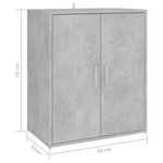 vidaXL Armoire à chaussures Gris béton 60x35x70 cm Bois d’ingénierie