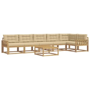 vidaXL Ensemble de canapés d'extérieur 7 pc Blanc et Beige Polyester