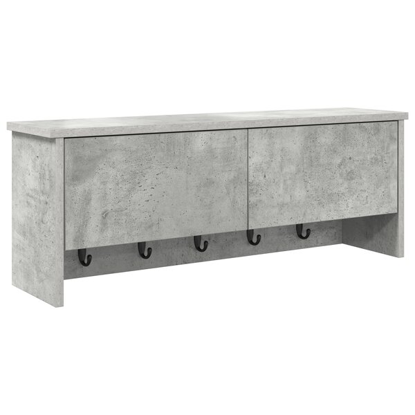 vidaXL Porte-manteau mural avec étagère Montage mural avec stockage avec porte Gris béton 80 x 20 x 30 cm