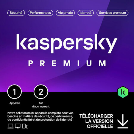 Kaspersky Premium - Licence 2 ans - 1 appareil - A télécharger