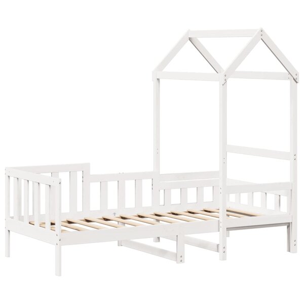 vidaXL Lit de jour avec toit blanc 90x190 cm bois de pin massif