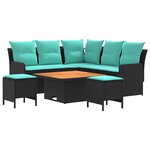 vidaXL Ensembles de meubles 6 Pièces Noir et turquoise Rotin PE