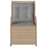 vidaXL Chaises inclinables de jardin lot de 2 et coussins beige rotin