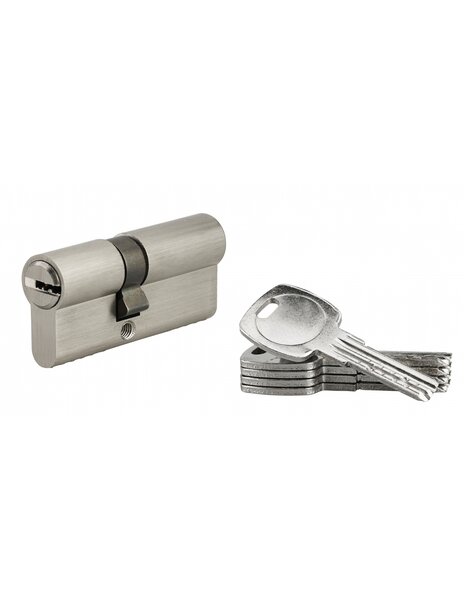 Serrurerie de Picardie - Cylindre de serrure à double entrée  30x40mm  nickel  5 clés réversibles - Serrurerie de Picardie