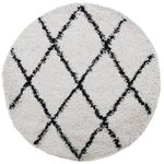 vidaXL Tapis shaggy à poils longs moderne crème et noir Ø 160 cm
