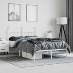 vidaXL Cadre de lit métal sans matelas et tête de lit blanc 120x190 cm