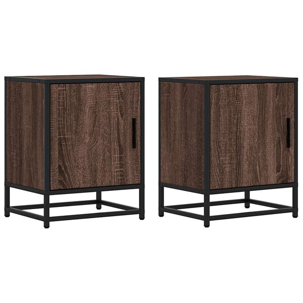 vidaXL Tables de chevet 2 Pièces chêne marron bois d'ingénierie et métal