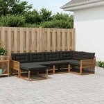vidaXL Ensemble de canapés d'extérieur 6 Pièces Naturel et noir