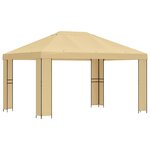 vidaXL Pavillon 4 × 3 m Crème Polyester et Acier 190 gsm