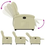 vidaXL Fauteuil inclinable crème cuir véritable