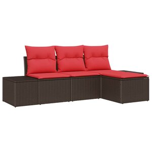 vidaXL Ensemble de Canapés avec coussin 4 Pièces Marron Poly Rattan