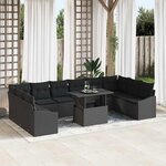 vidaXL Ensemble de canapé de jardin 11 Pièces Noir 100 x 55 x 73 cm