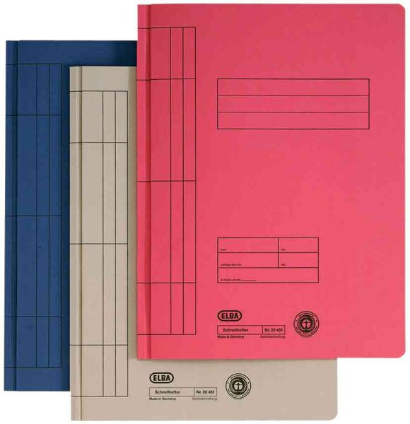 100 x farde à lamelle A4 en carton manila (RC)  bleu ELBA