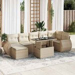 vidaXL Salon de jardin avec coussins 8 Pièces beige résine tressée