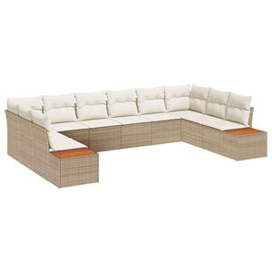 vidaXL Ensemble de canapé de jardin 10 Pièces Beige polyrotin