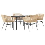vidaXL Ensemble à manger jardin coussins 5Pièces marron poly rotin verre