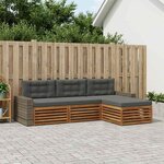 vidaXL Ensemble de canapés d'extérieur 4 Pièces Naturel et Anthracite