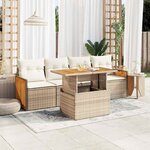 vidaXL Salon de jardin avec coussins 5 Pièces beige résine tressée acacia