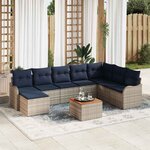 vidaXL Ensemble de canapé de jardin 9 Pièces Gris Poly rotin