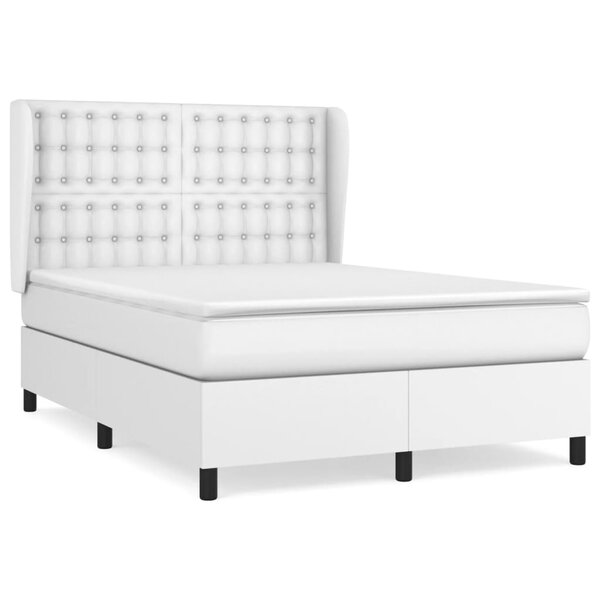 vidaXL Sommier à lattes de lit avec matelas Blanc 140x200cm Similicuir