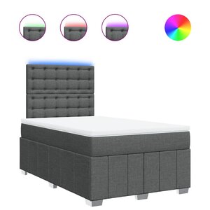 vidaXL Sommier à lattes de lit avec matelas gris foncé 120x190cm tissu