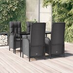 vidaXL Ensemble à manger de jardin coussins 5Pièces Noir Résine tressée