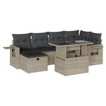 vidaXL Salon de jardin avec coussins 7 Pièces gris clair résine tressée