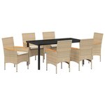 vidaXL Ensemble de salle à manger pour jardin 7 Pièces Beige polyrotin