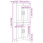 vidaXL Buffet haut Gris béton 69 5x34x180 cm Bois d'ingénierie