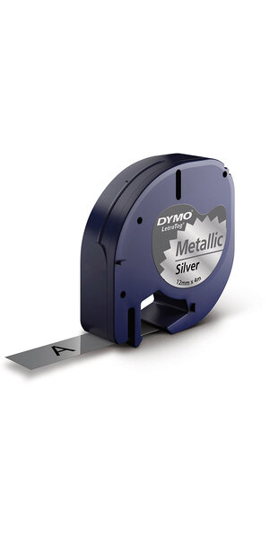 DYMO LetraTag rubans Métallisé 12mm x 4m Noir/Argent (compatible avec DYMO LetraTag LT100H)