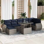 vidaXL Salon de jardin avec coussins 8 Pièces gris résine tressée acacia