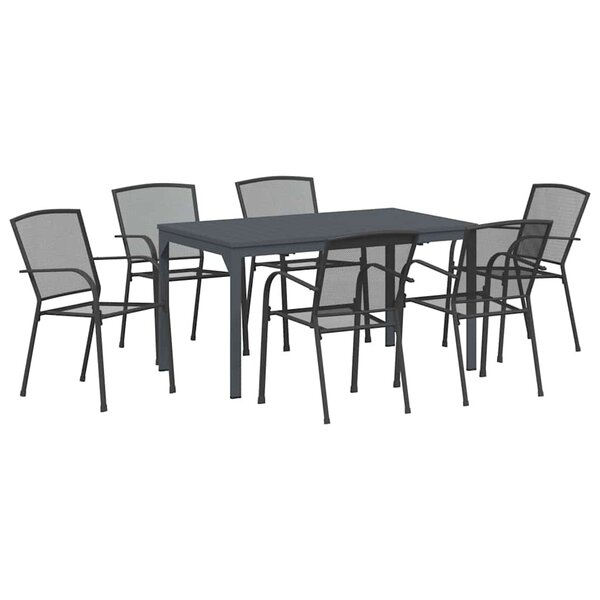vidaXL Ensemble de salle à manger pour jardin 7 Pièces Anthracite Acier