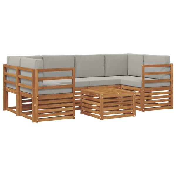 vidaXL Ensemble de canapés d'extérieur 7 pc Gris Naturel et Clair