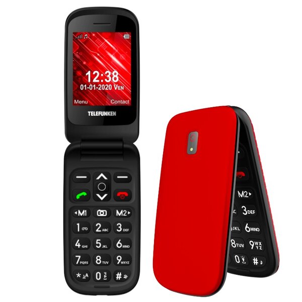 Téléphone portable senior telefunken s440 à clapet rouge grosses touches