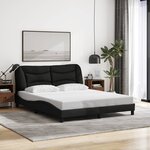 vidaXL Cadre de lit avec LED sans matelas noir 160x200 cm tissu