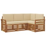 vidaXL Ensemble de canapés d'extérieur 4 pc Naturel et Beige Polyester