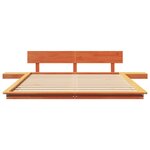 vidaXL Cadre de lit au sol avec tables de chevet Marron ciré 150x200cm en bois massif